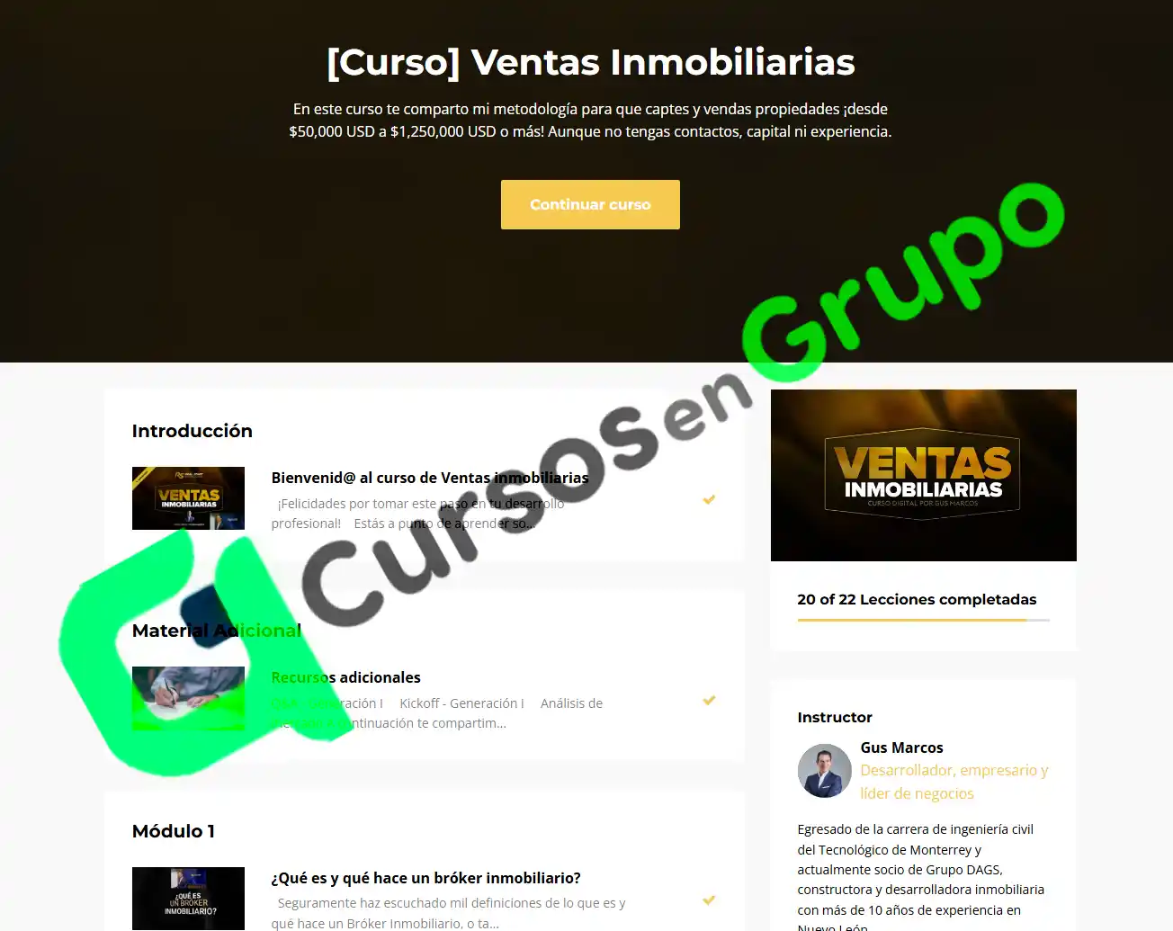 captura de modulos de ventas Inmobiliarias de gus Marcos